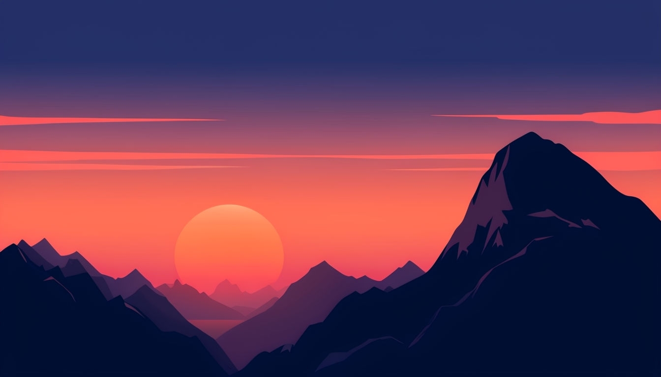 Captivating Mountain Sunset Landscape Vector Illustration Background
