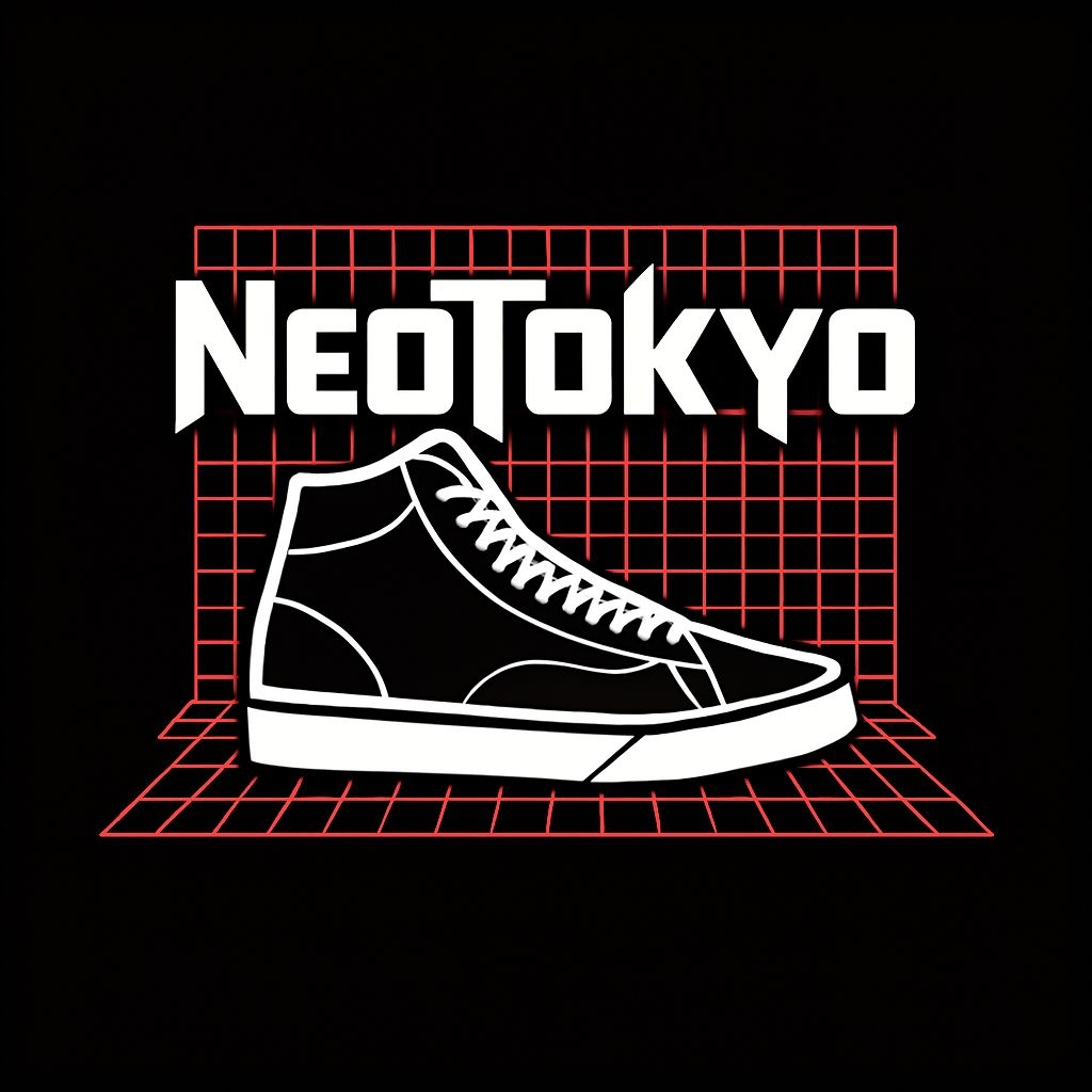 Retro-Futuristic NeoTokyo Sneaker Illustration T-Shirt