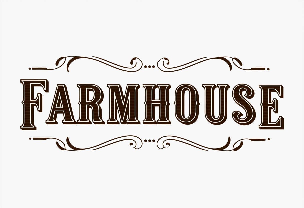 Vintage Farmhouse Typography Design with Elegant Swirls Sign