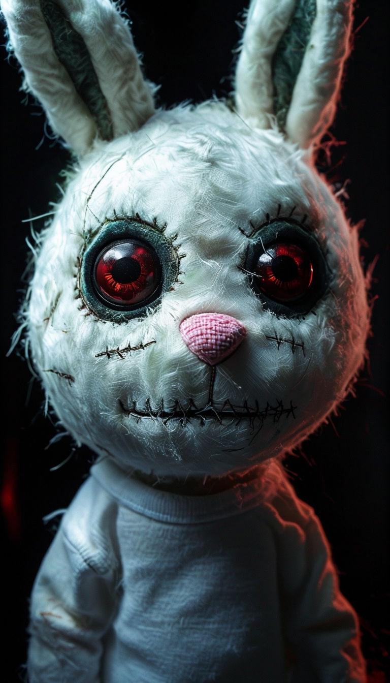 Creepy Plush Toy Rabbit Close-Up Photography Mobile Wallpaper