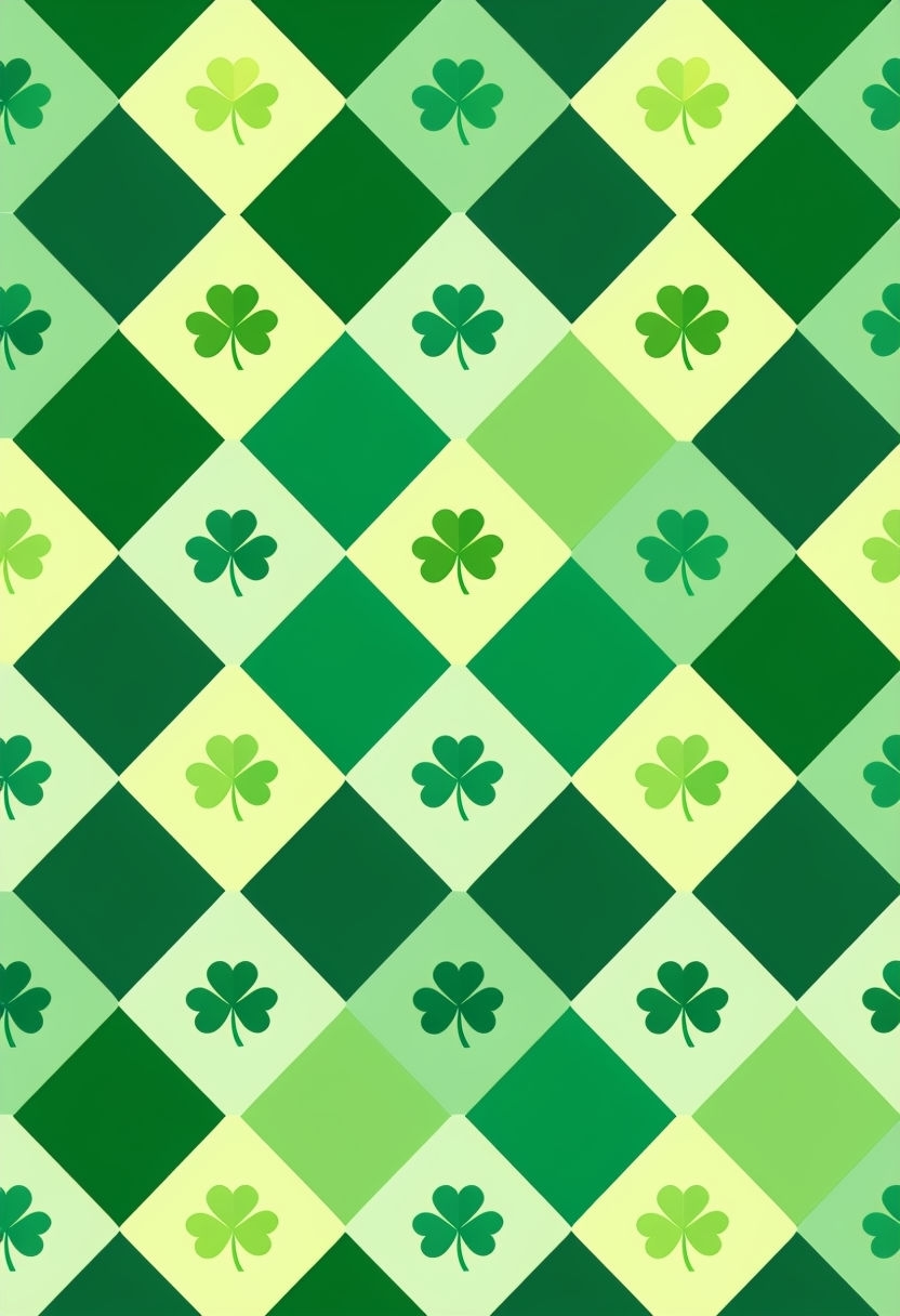 Festive Green Shamrock Argyle Pattern for St. Patrick's Day Mobile Wallpaper