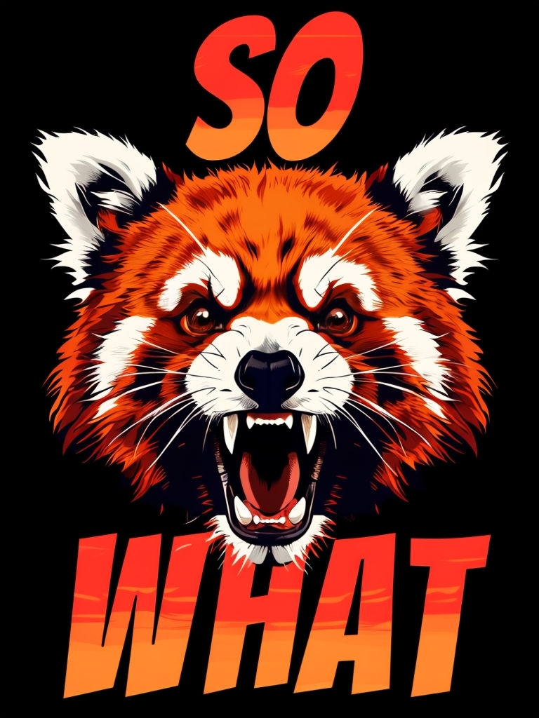 Fierce Red Panda Roar with SO WHAT Text T-Shirt