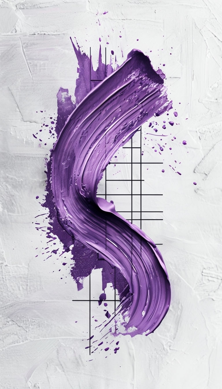 Expressive Deep Plum Brushstroke with Geometric Pattern Art Social Media Post