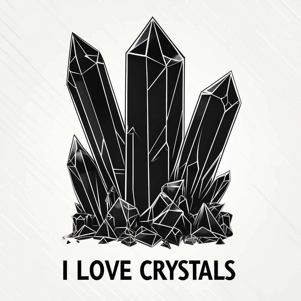 Geometric Crystal Cluster Illustration with I Love Crystals Mug