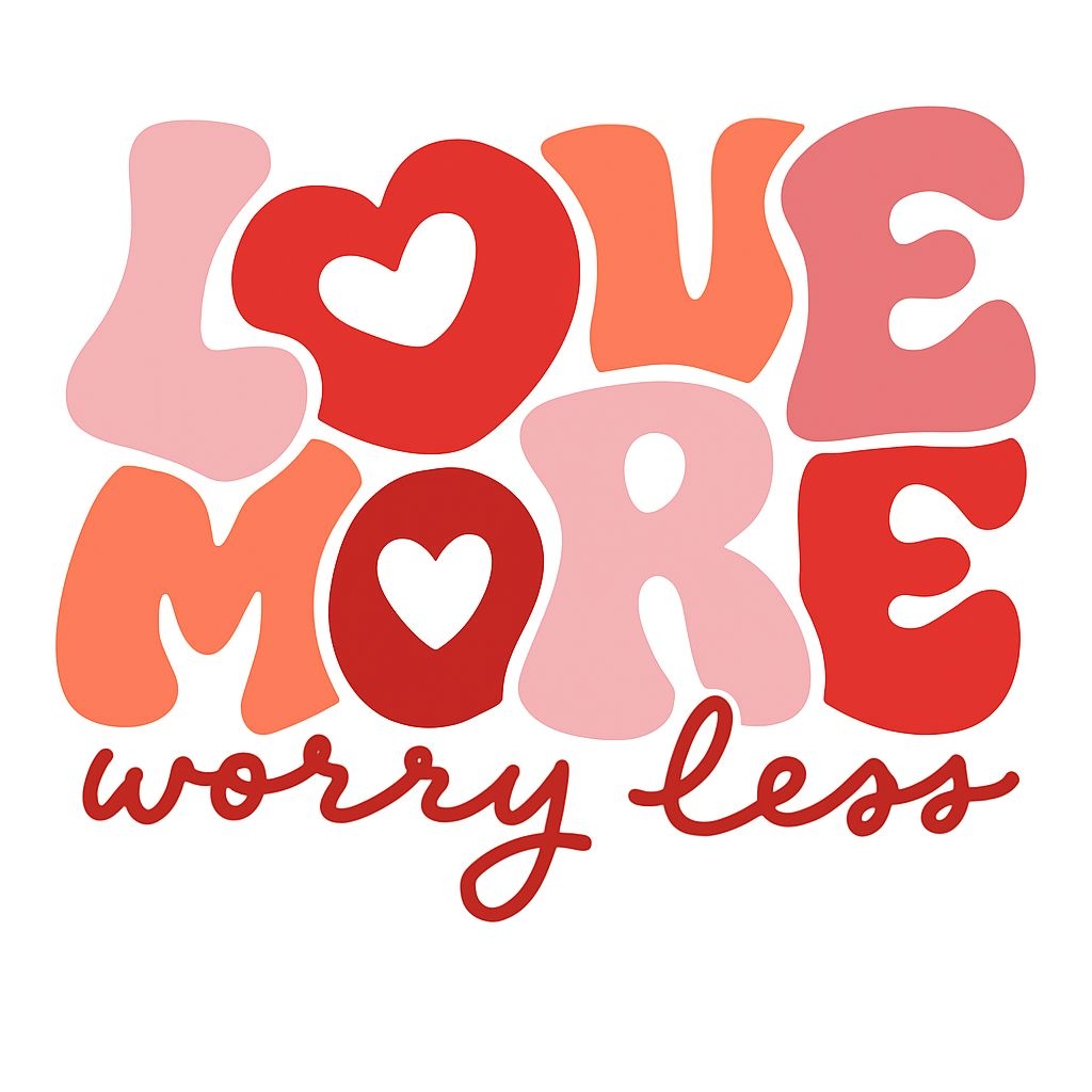 Vibrant Love More Worry Less Motivational Quote Mug