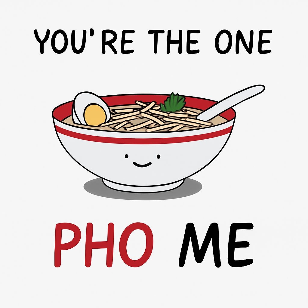 Cheerful Cartoon Bowl of Noodles with Text Sticker
