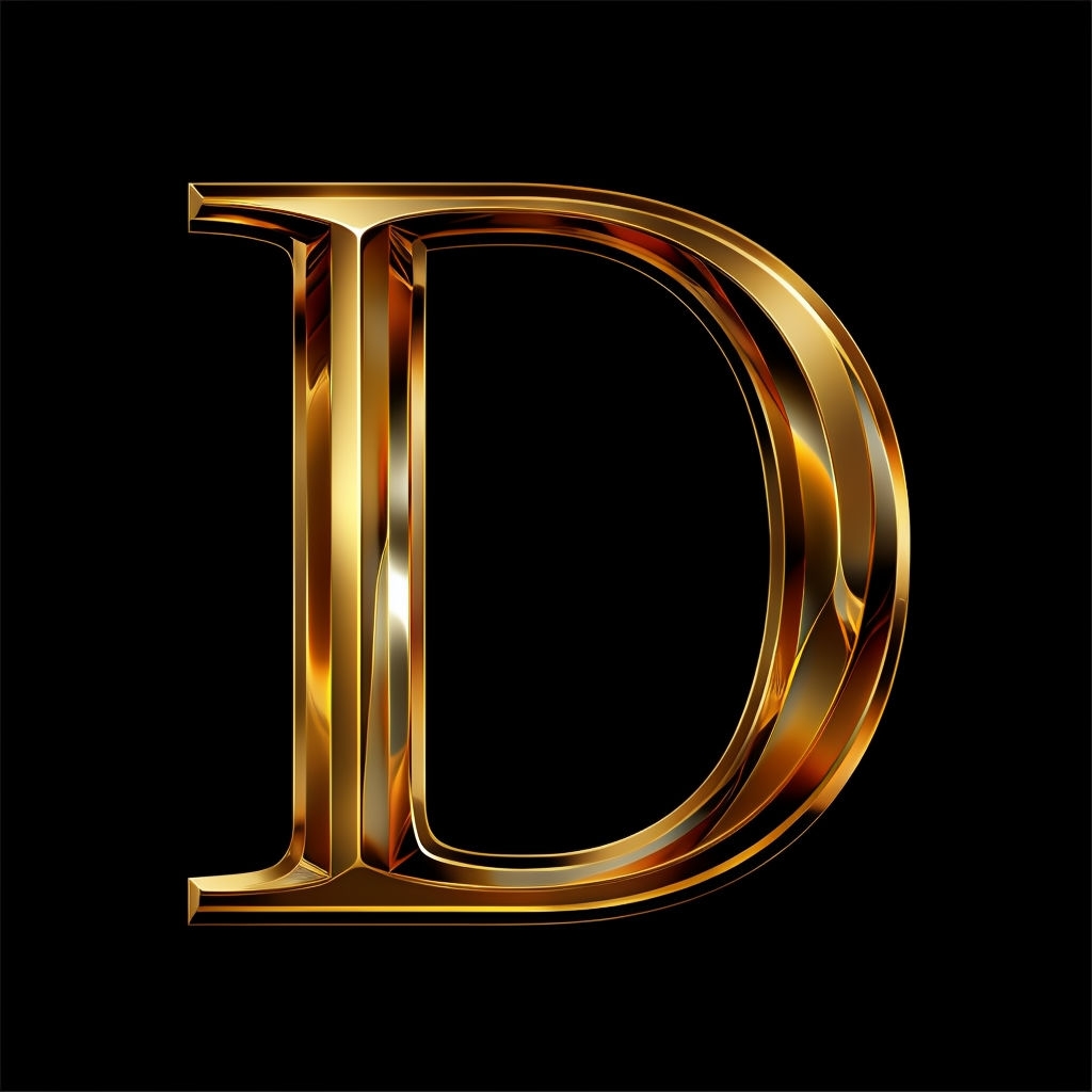 Elegant Polished Gold Letter D Digital Artwork Monogram
