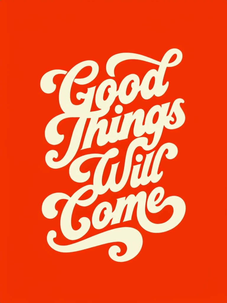 Good Things Coming Vintage Typography on Red Background Poster