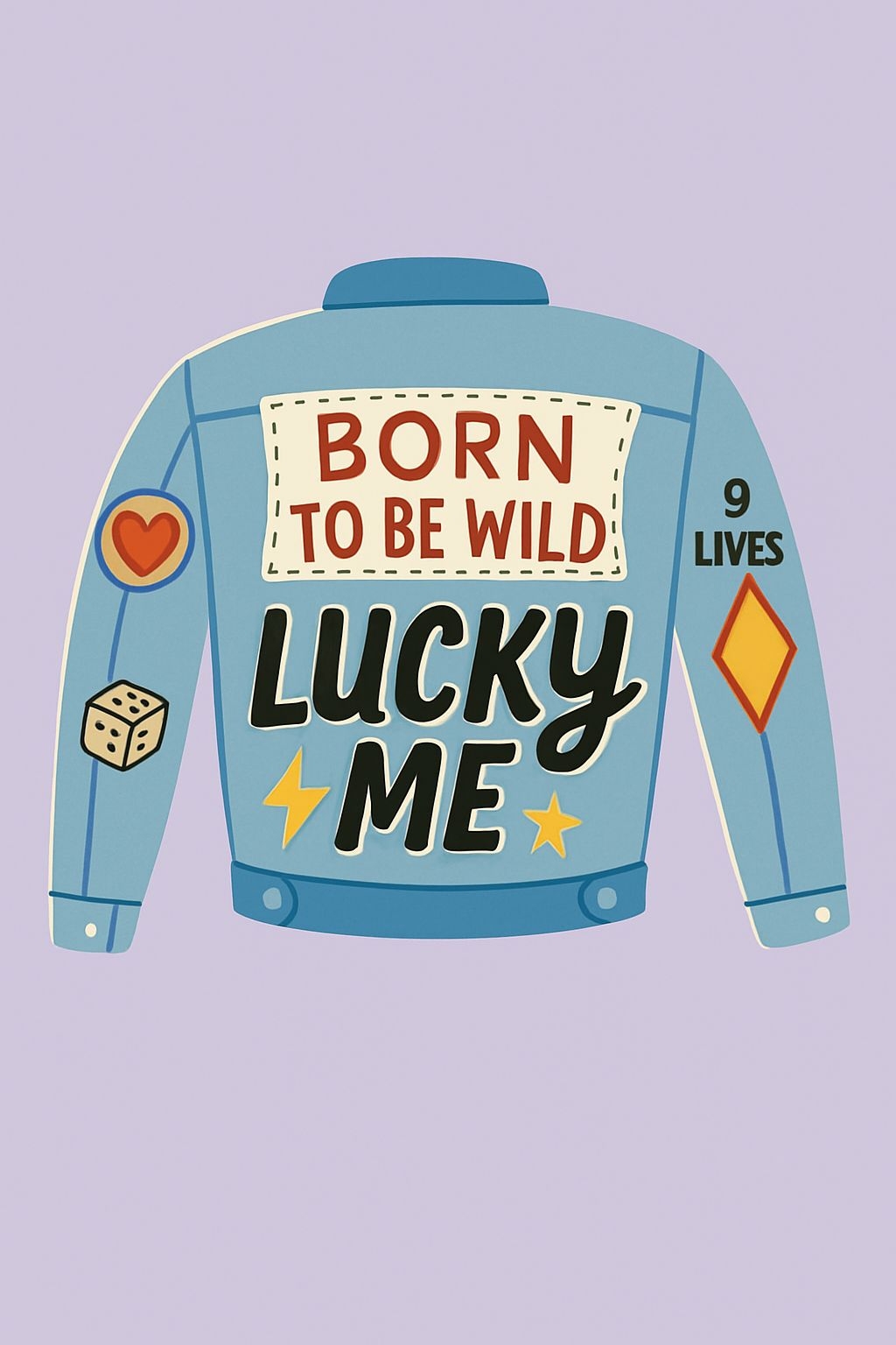 Colorful Denim Jacket with Motivational Patches Poster