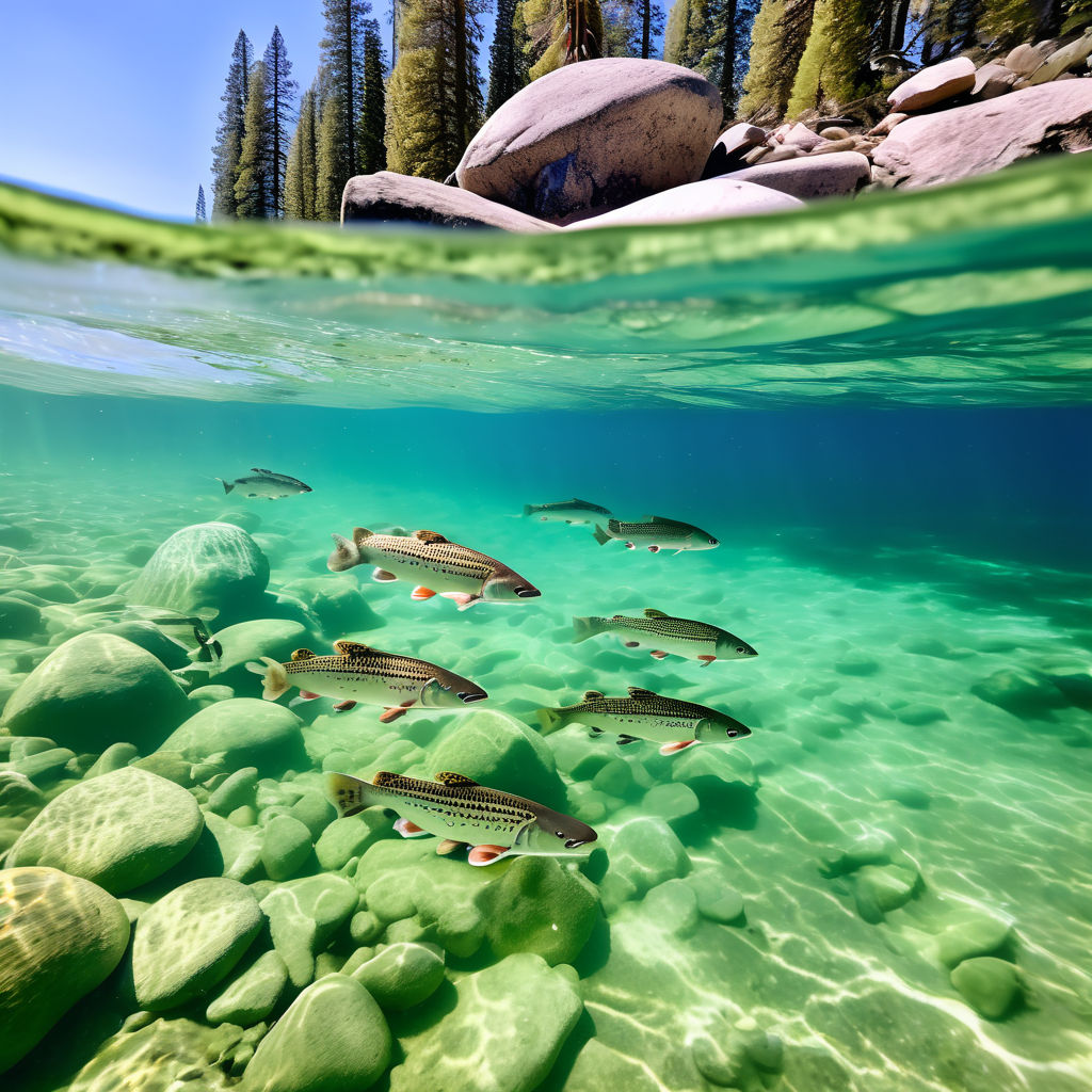 A several trout swimming in the middle of Lake Tahoe. by Phuny Pharm ...