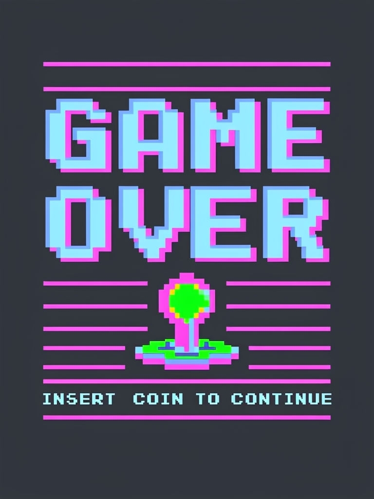 Retro Arcade Game Over Pixel Art T-Shirt