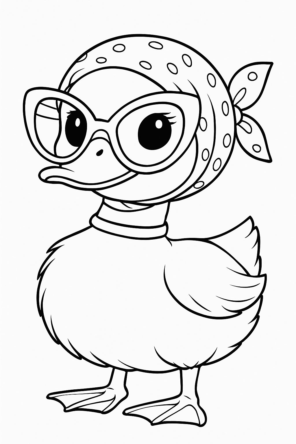 Whimsical Anthropomorphic Duck Character Line Drawing Coloring Book Pages