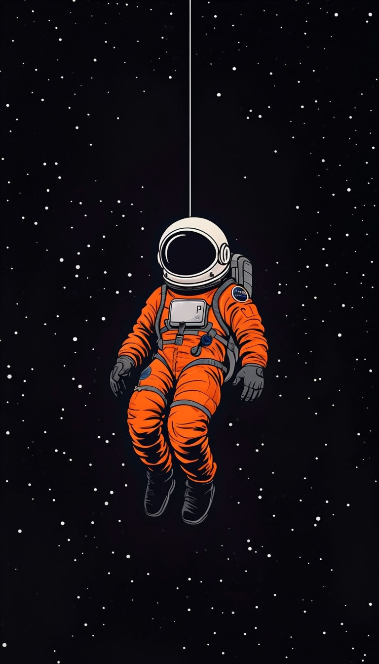 Whimsical Astronaut in Space Digital Illustration Mobile Wallpaper