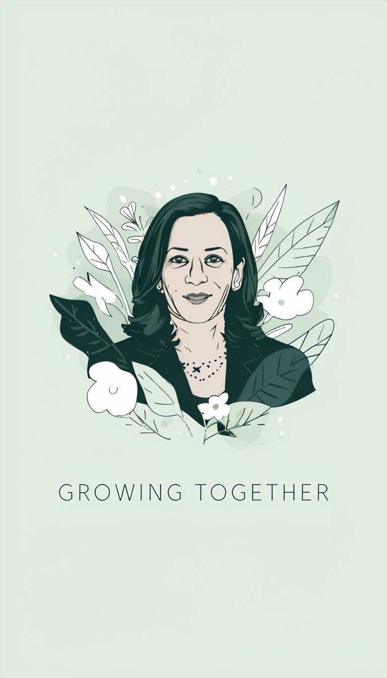 Kamala Harris Growing Together Minimalist Illustration Social Media Post