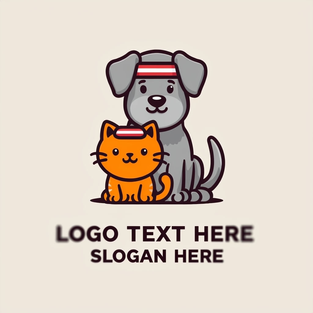 Playful Cartoon Dog and Cat Logo Design for Branding Logo