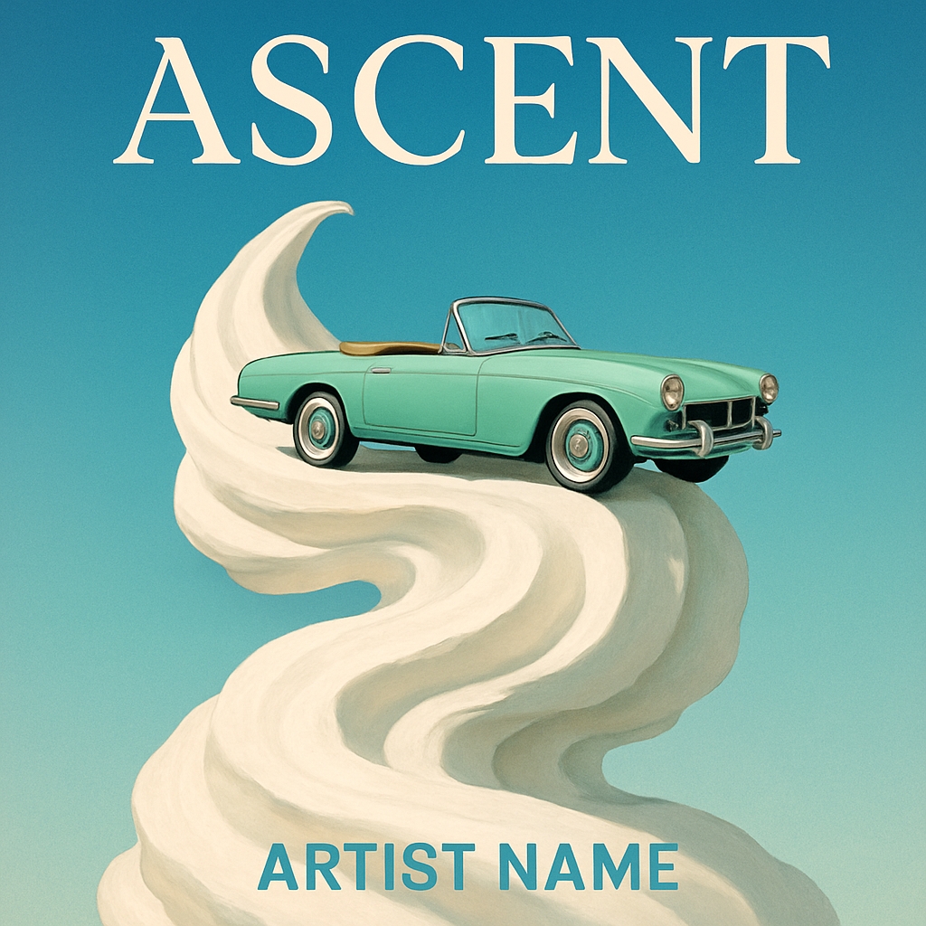 Vintage Mint Green Convertible Rising Through Creamy Clouds Album Cover