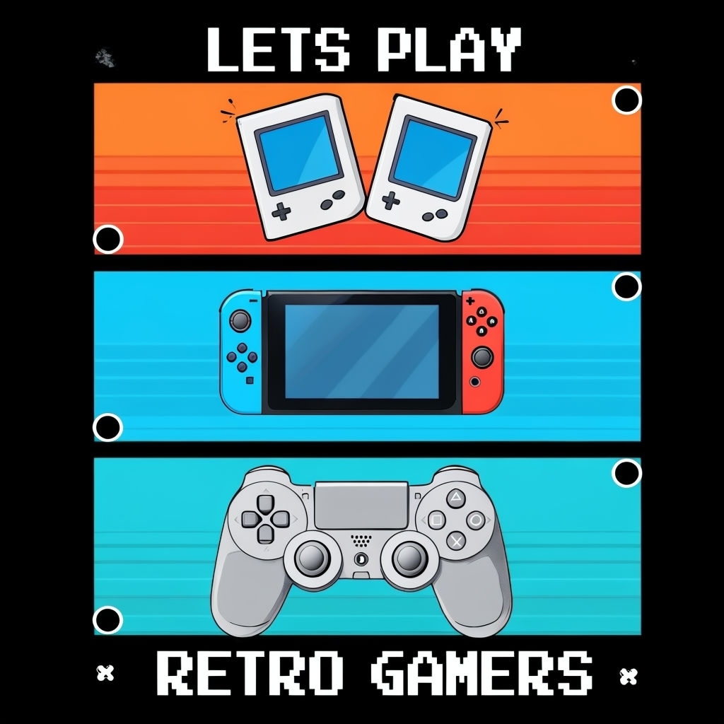 Retro Gaming Devices Collage Illustration T-Shirt