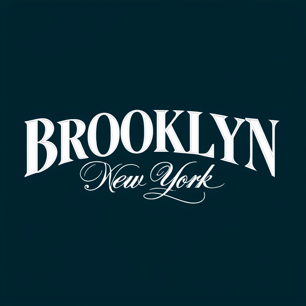 Elegant Brooklyn New York Logo Design on Dark Teal Background