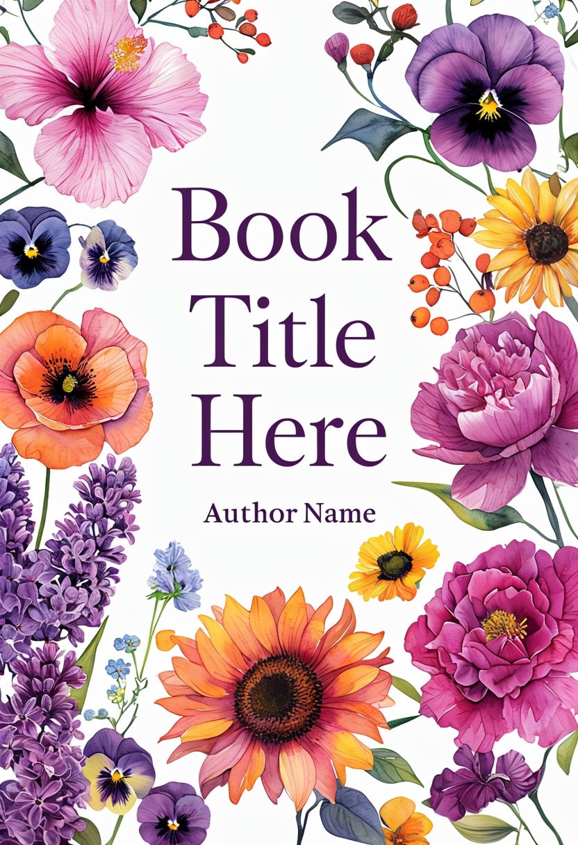 Vibrant Watercolor Flower Book Cover Design for Joyful Reading EBook Cover