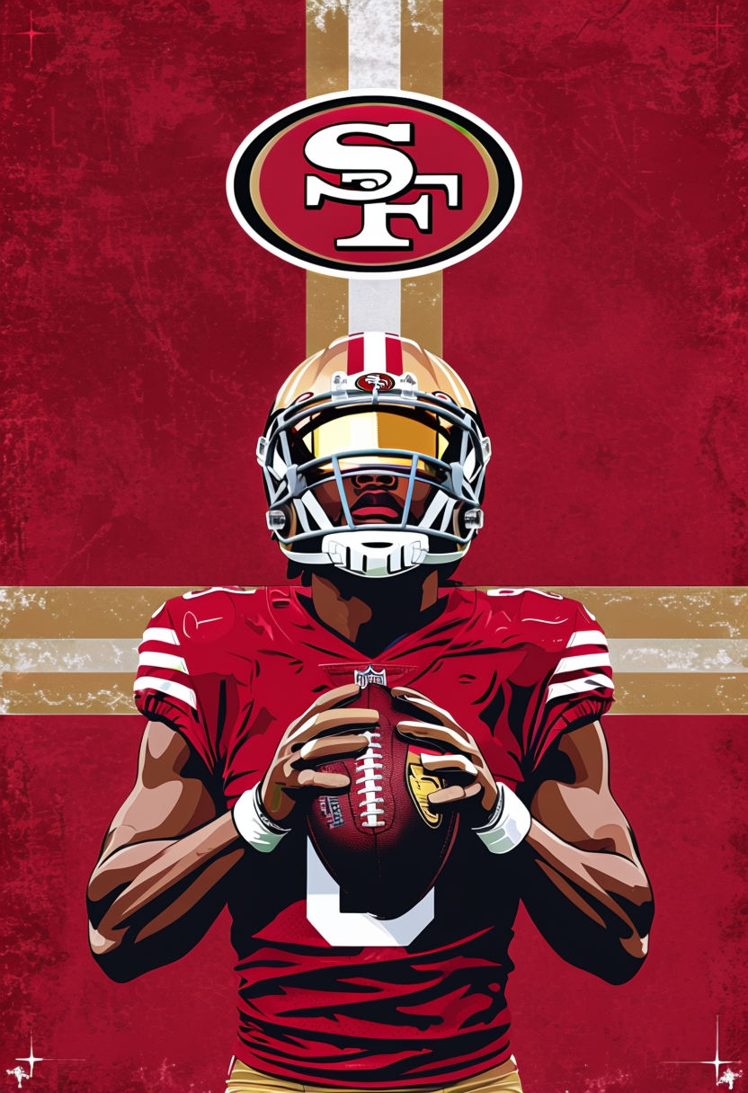 Dynamic San Francisco 49ers Football Player Vector Art Poster