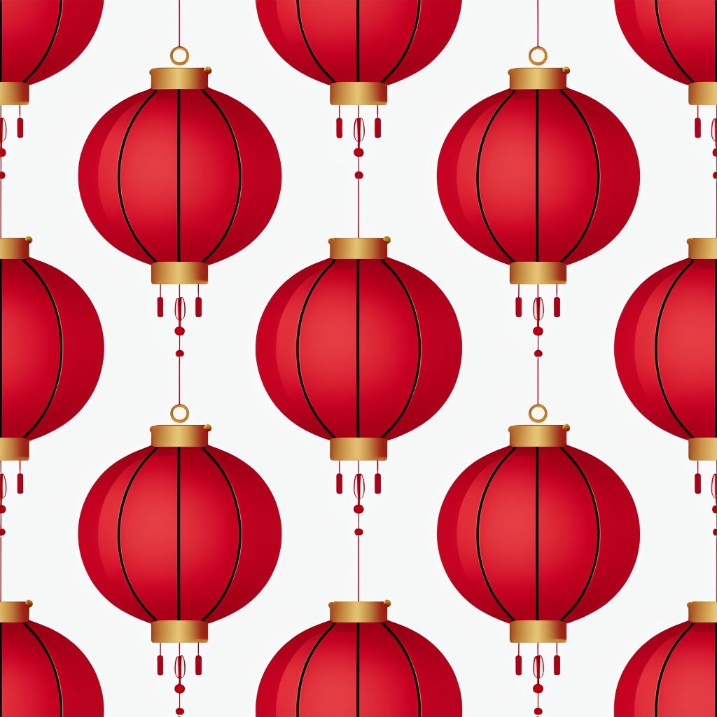 Traditional Chinese Red Lanterns Seamless Pattern Design