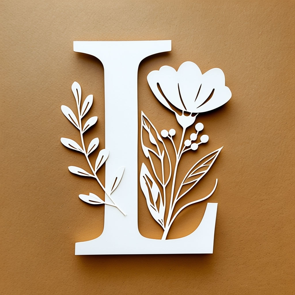Floral Letter L Monogram Design with Elegant Botanical Elements Monogram