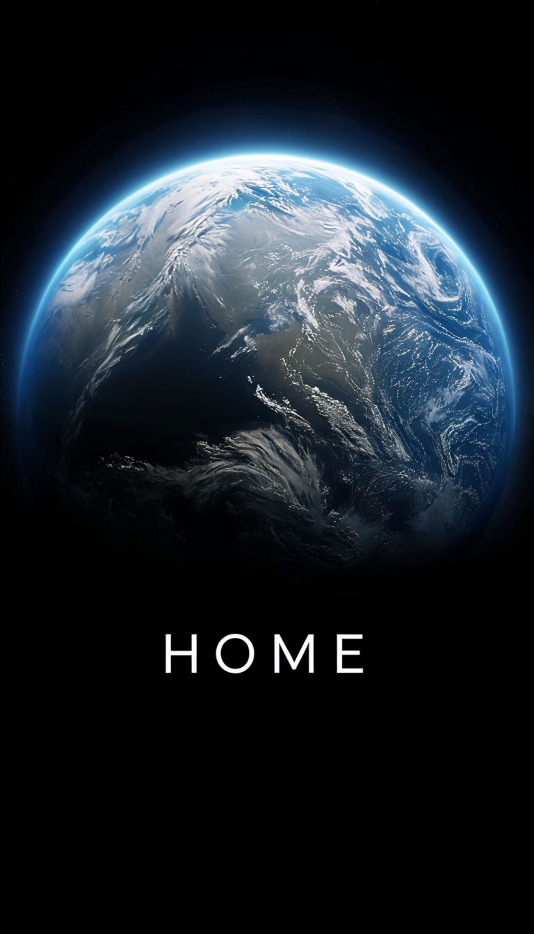 Dramatic Earth from Space with 'HOME' Text Digital Art Mobile Wallpaper