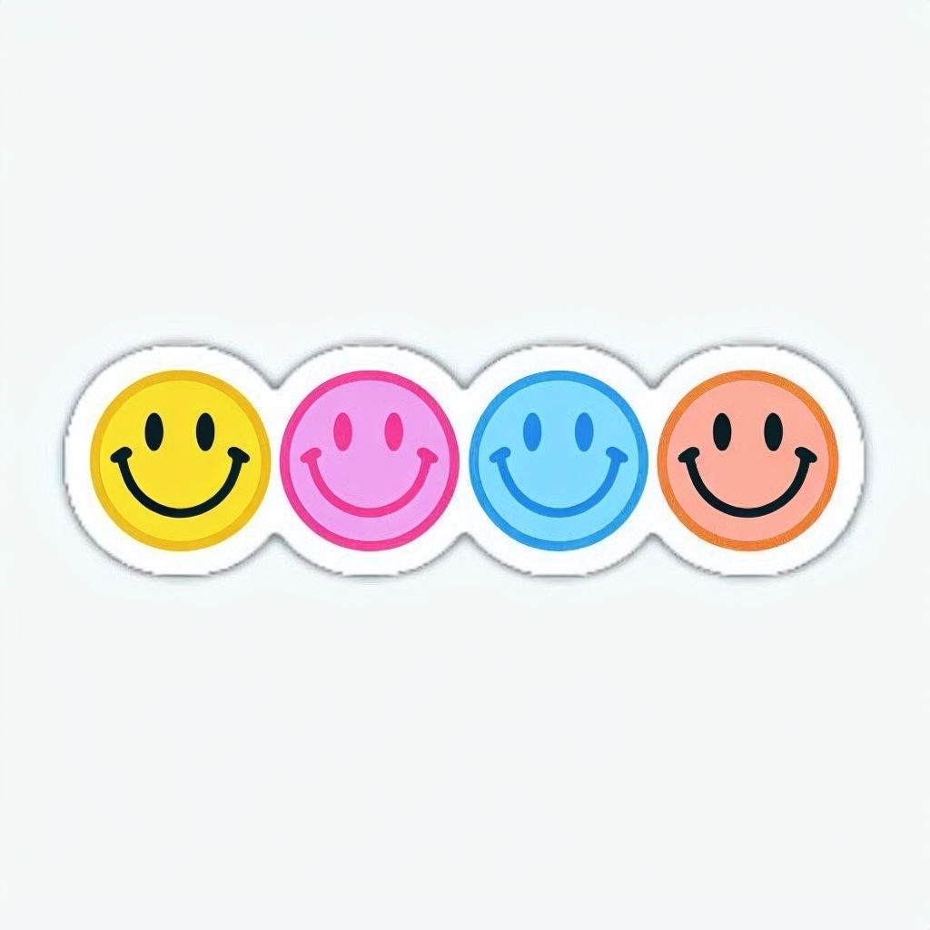 Vibrant Cheerful Smiley Faces Sticker Design in Bright Colors