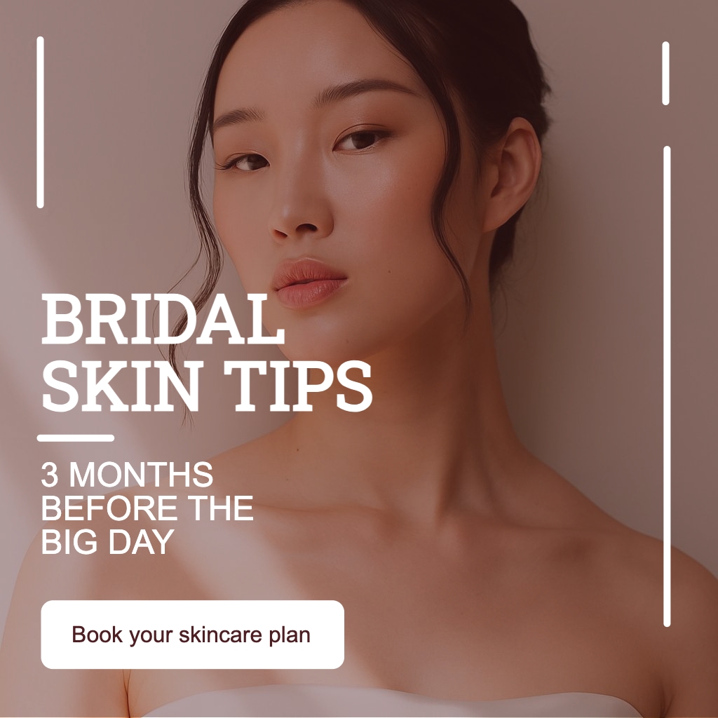 Elegant Bridal Skin Tips Promotion with Natural Beauty Focus Instagram Posts