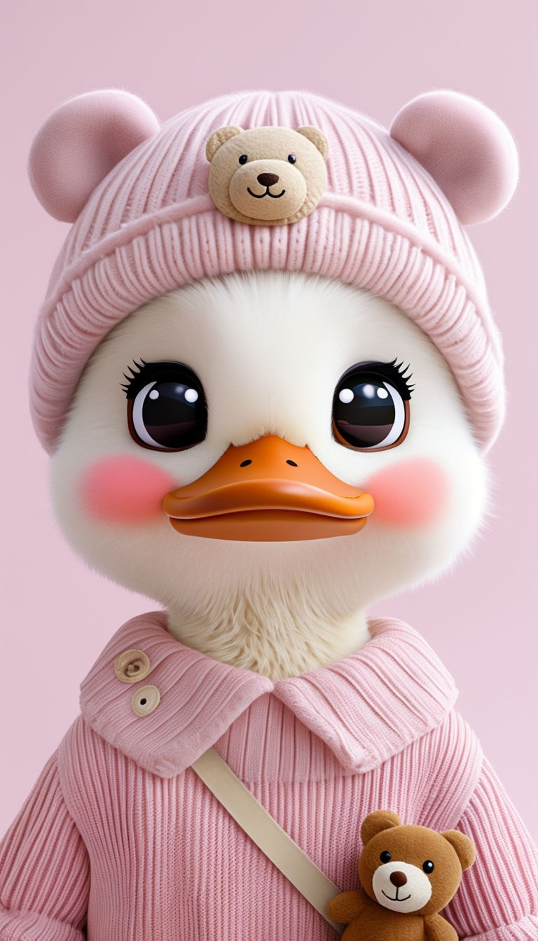 Cute Anthropomorphic Duck Character in Cozy Outfit Phone Case Cover