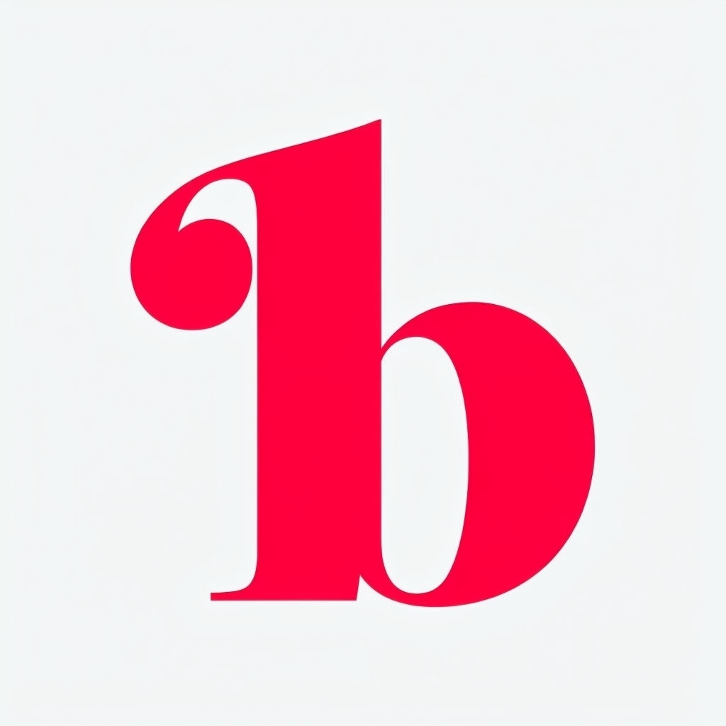 Vibrant Red Minimalist 'B' Character Graphic Logo