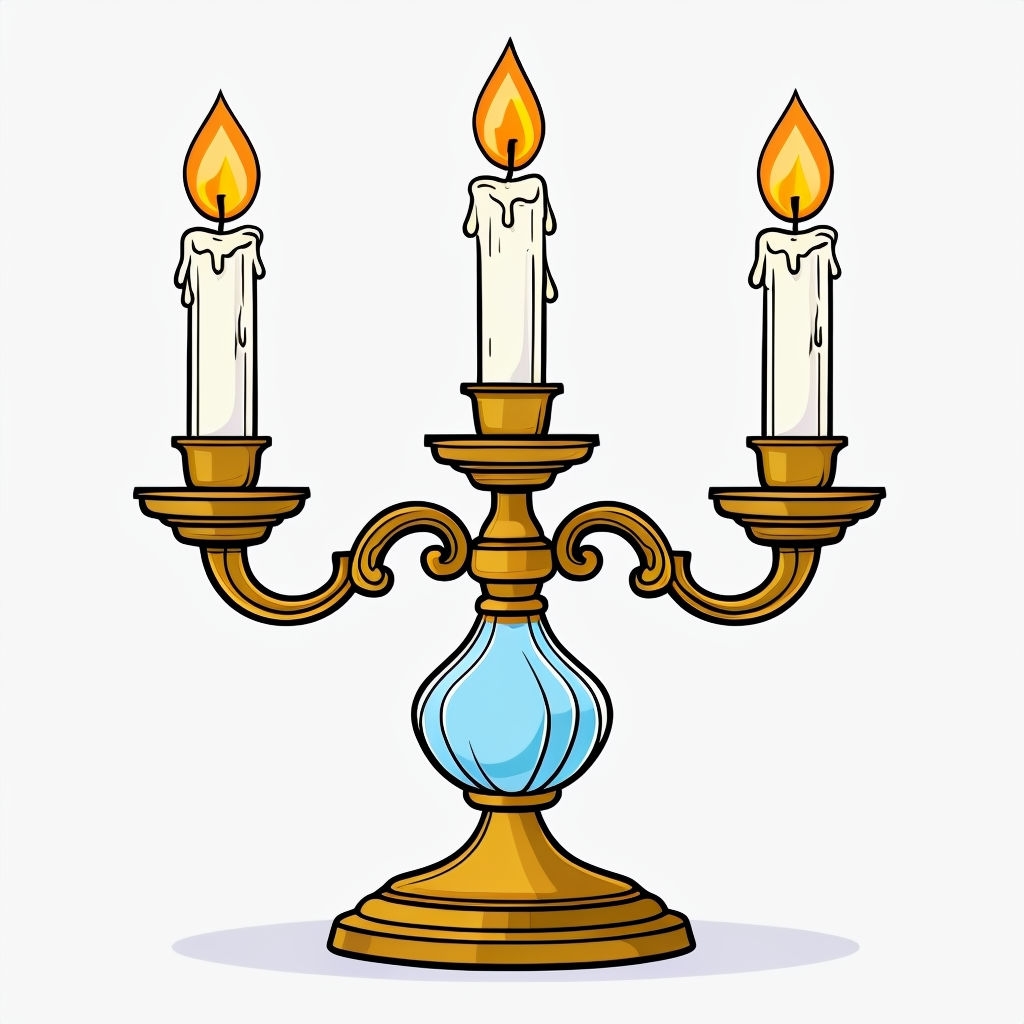 Elegant Brass Candelabrum with Warm Candle Flames Sticker