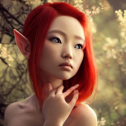 Red Haired Japanese Women Fantasy Elf Style By Alecdaz Playground 8467