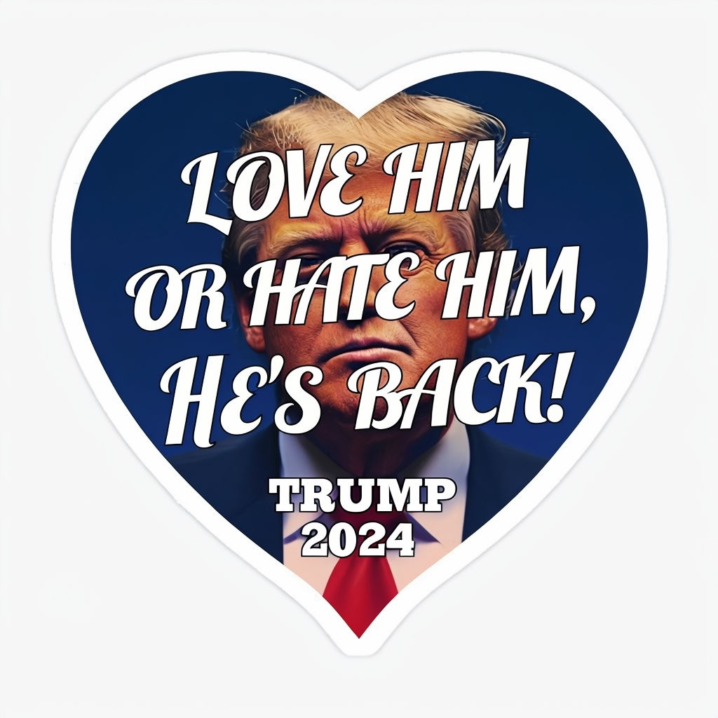 Love Him or Hate Him Trump 2024 Heart Sticker