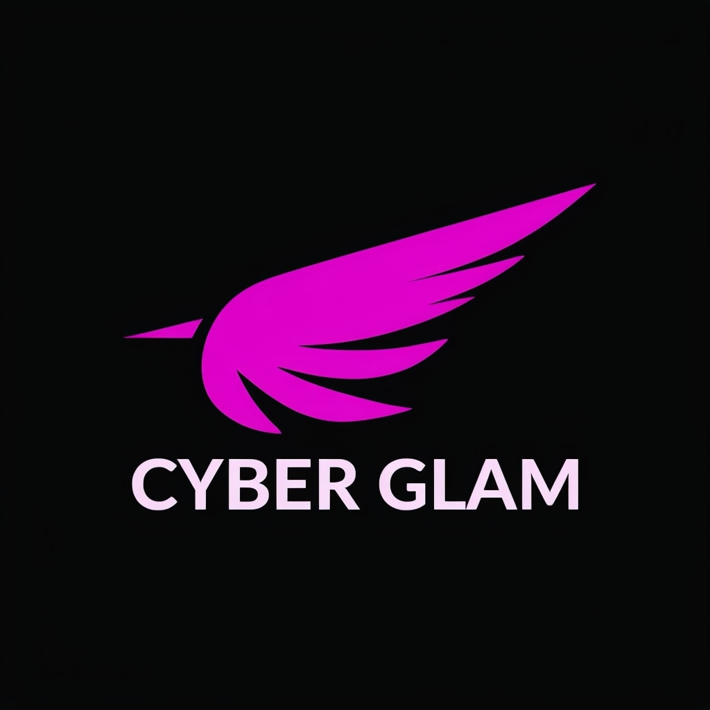 Modern Minimalist Cyber Glam Logo with Winged Eyeliner Design