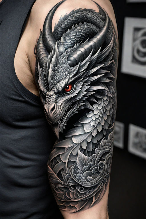 Tattoo uploaded by ShadowV • Dragon tattoo. Comment your opinion!! 🤗✌️🙌 # dragon #dragontattoo #tattoodragon #winged #western #beast #blackAndWhite  #blackandgreytattoo • Tattoodo
