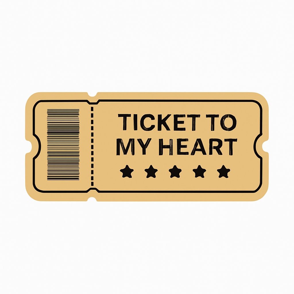 Golden Yellow Ticket to My Heart Illustration Sticker