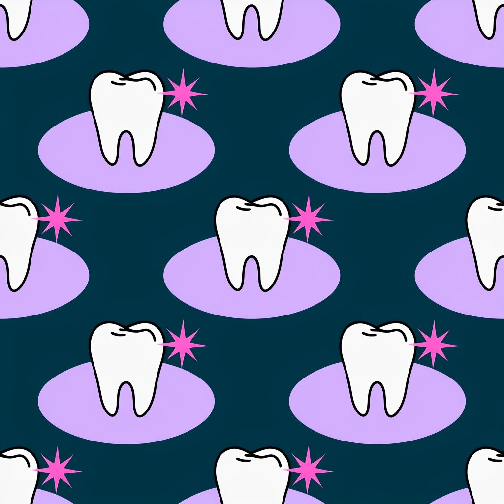 Whimsical White Tooth Icons on Lavender Pattern Design Seamless Pattern