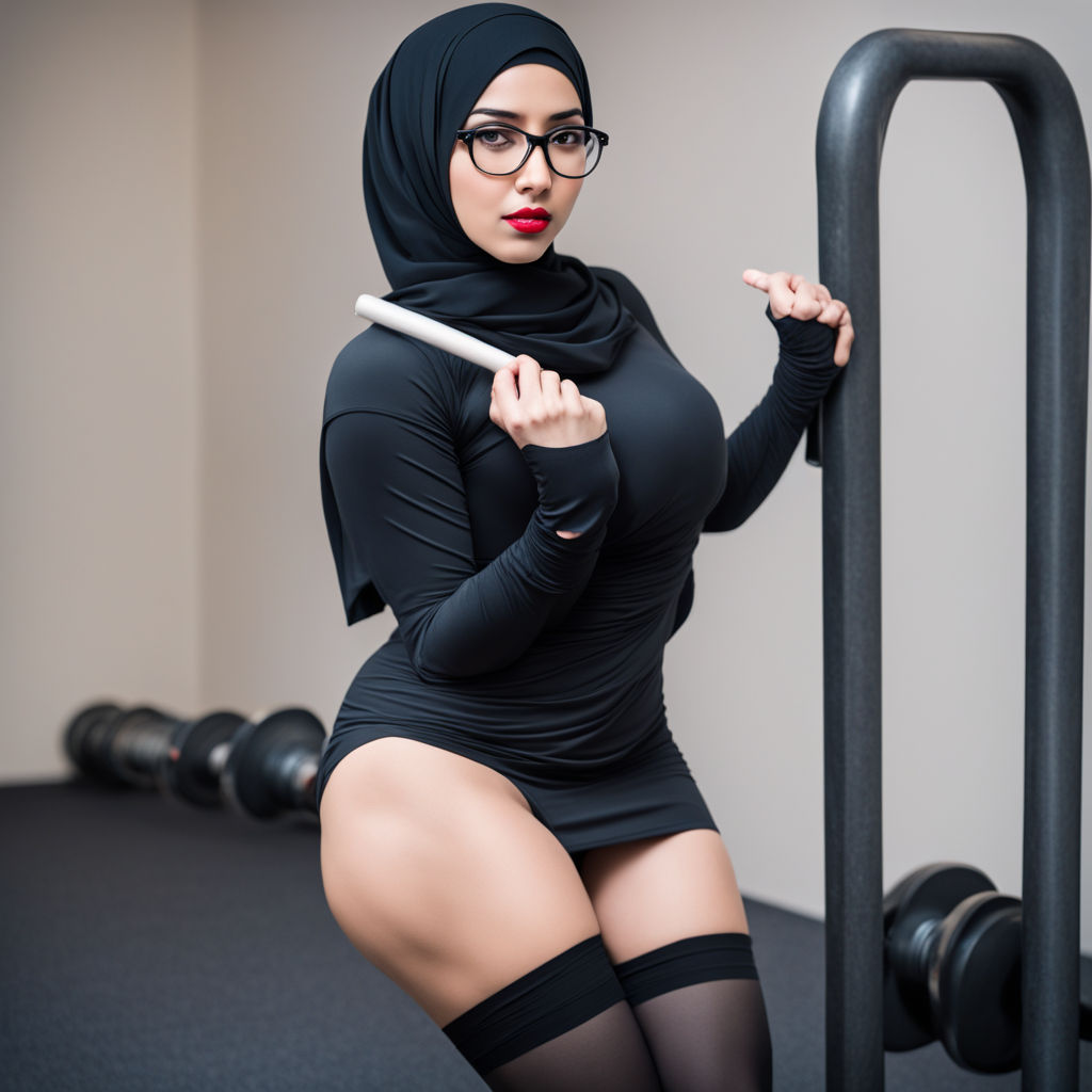 Realistic hijab girl with big boobs fat legs