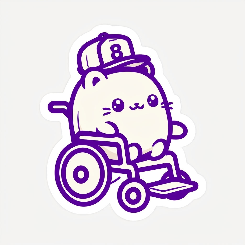 Cute Cartoon Character in Wheelchair with Cap Sticker