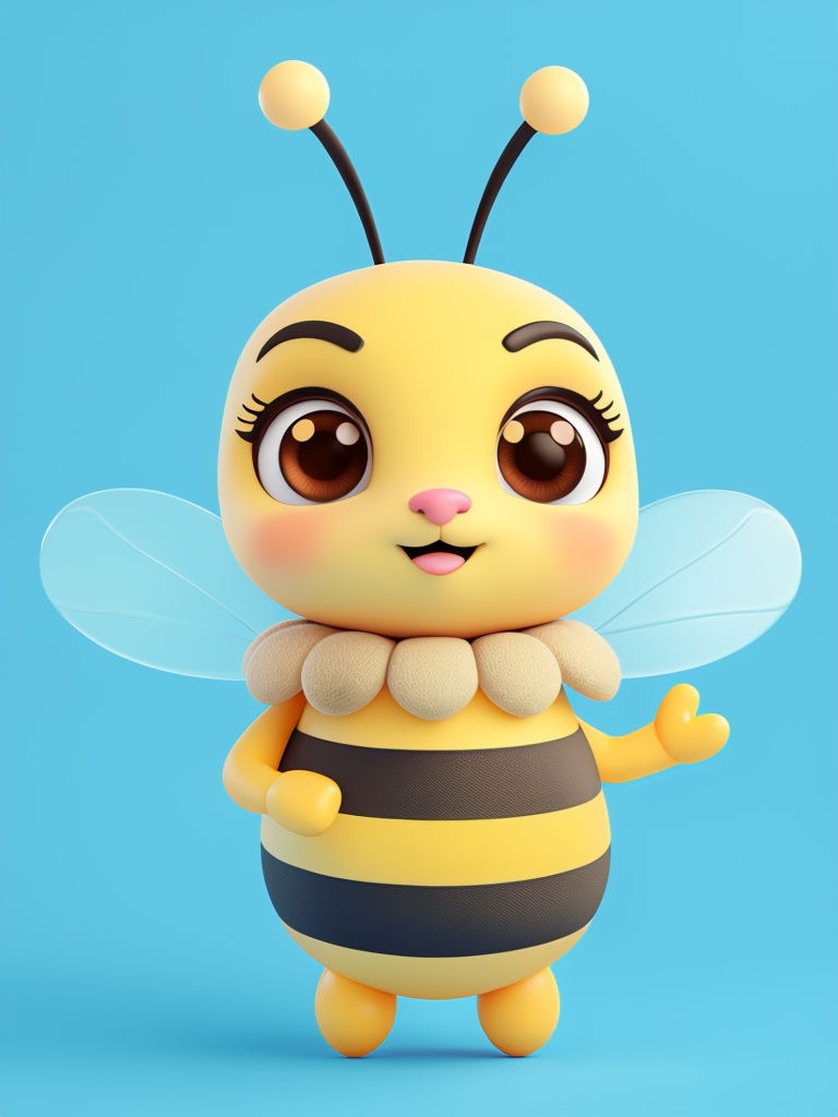 Adorable Cartoon Bee Character 3D Rendering Art