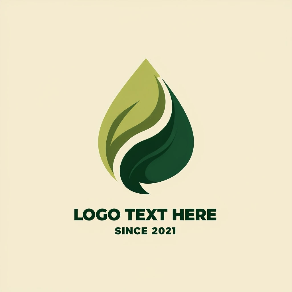 Minimalist Green Teardrop Leaf Logo Design for Business Branding Logo