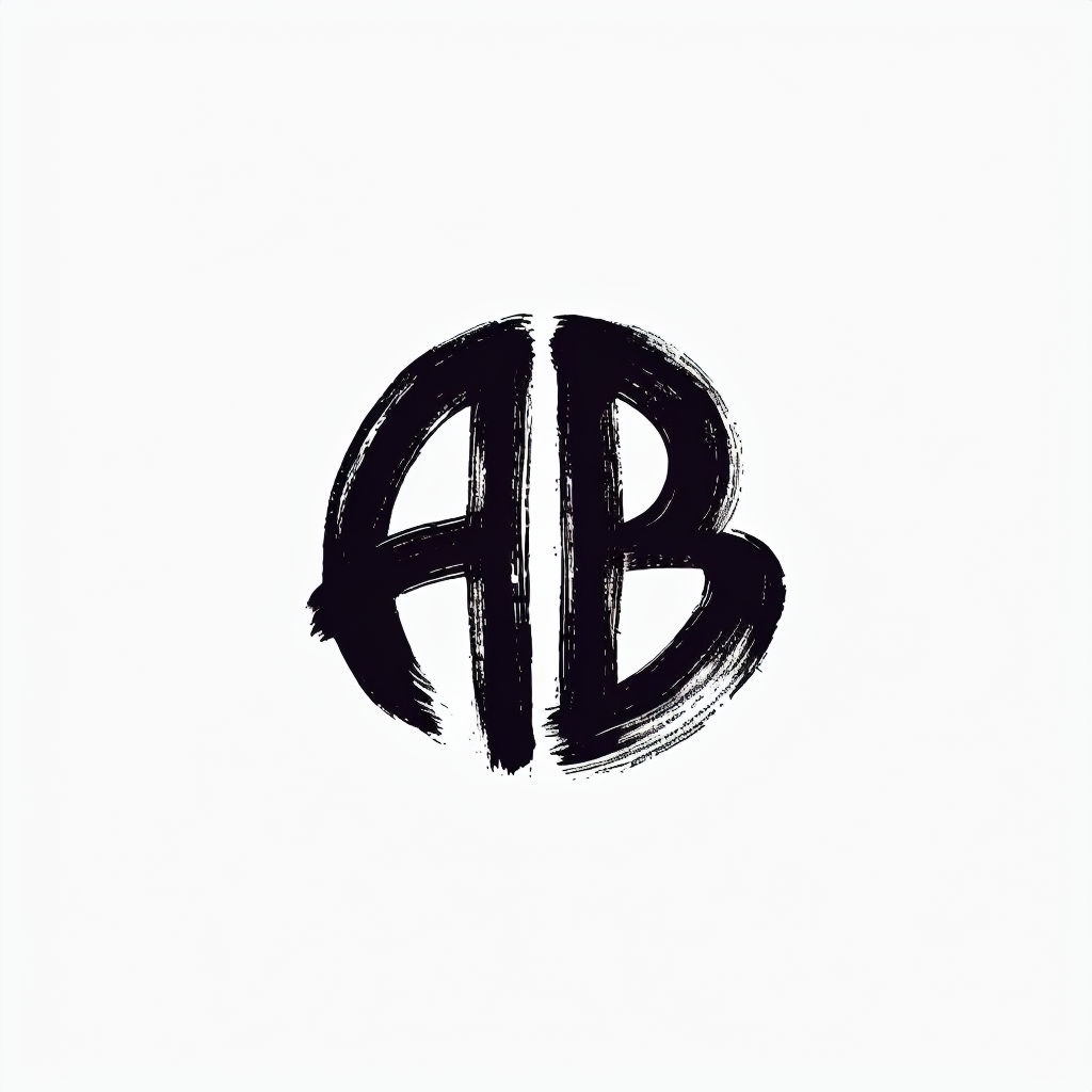 Minimalist Hand Drawn AB Logo Design on White Background Monogram
