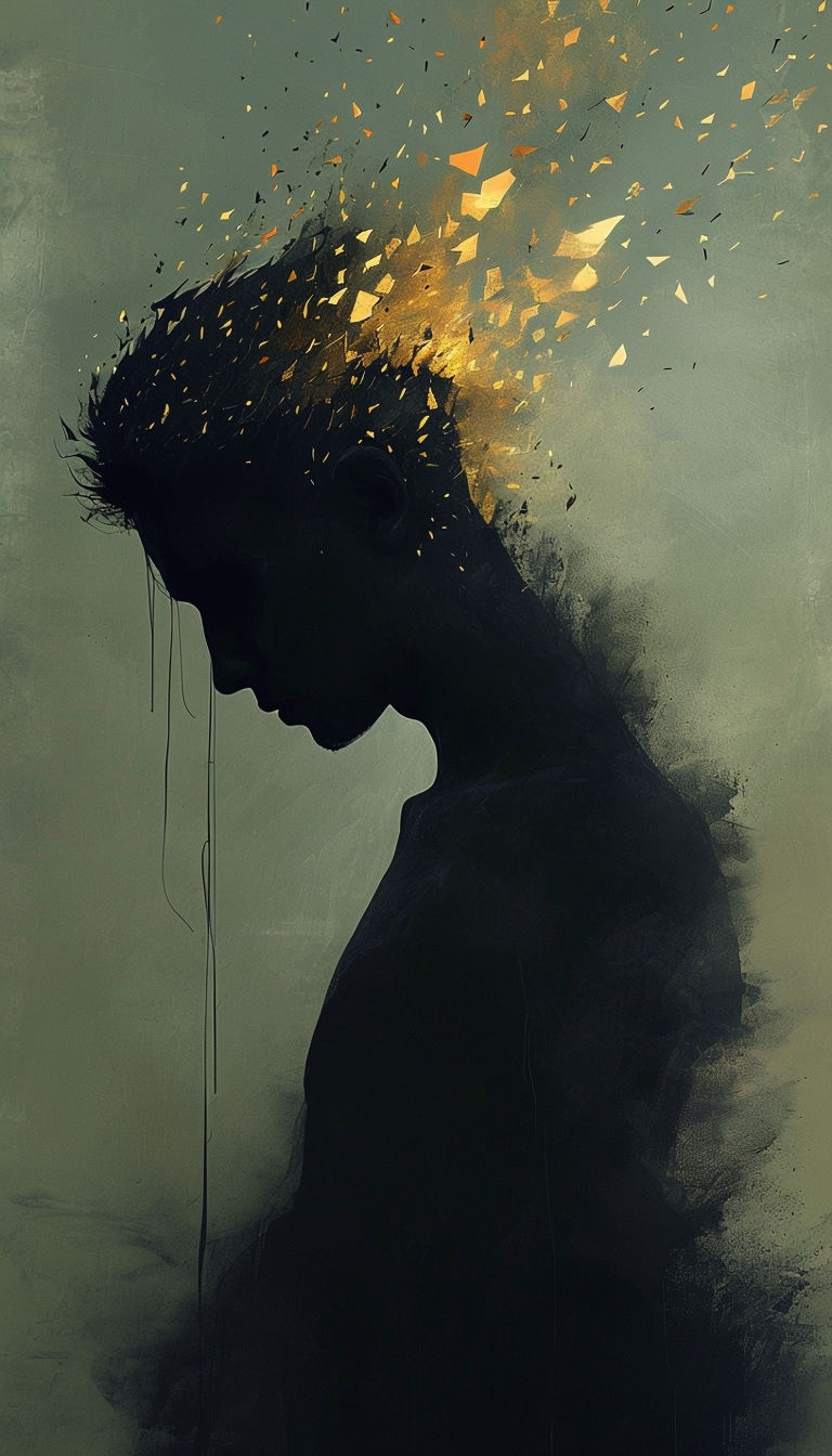 Abstract Surreal Human Figure with Ethereal Fragments Mobile Wallpaper