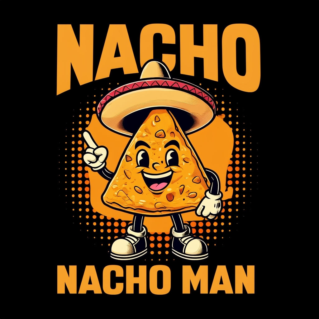Cheerful Cartoon Nacho Chip Character T-Shirt