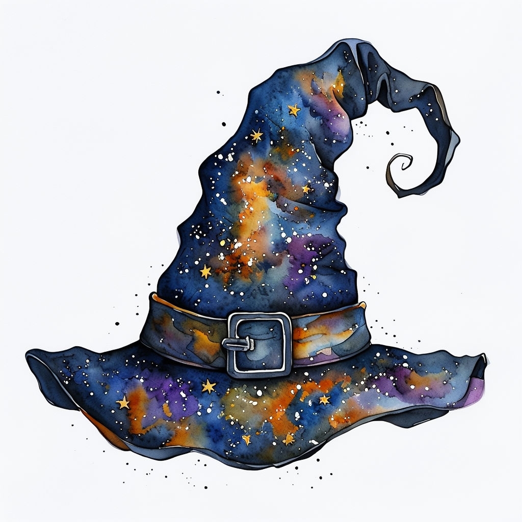 Whimsical Watercolor Cosmic Witch's Hat Design Mug