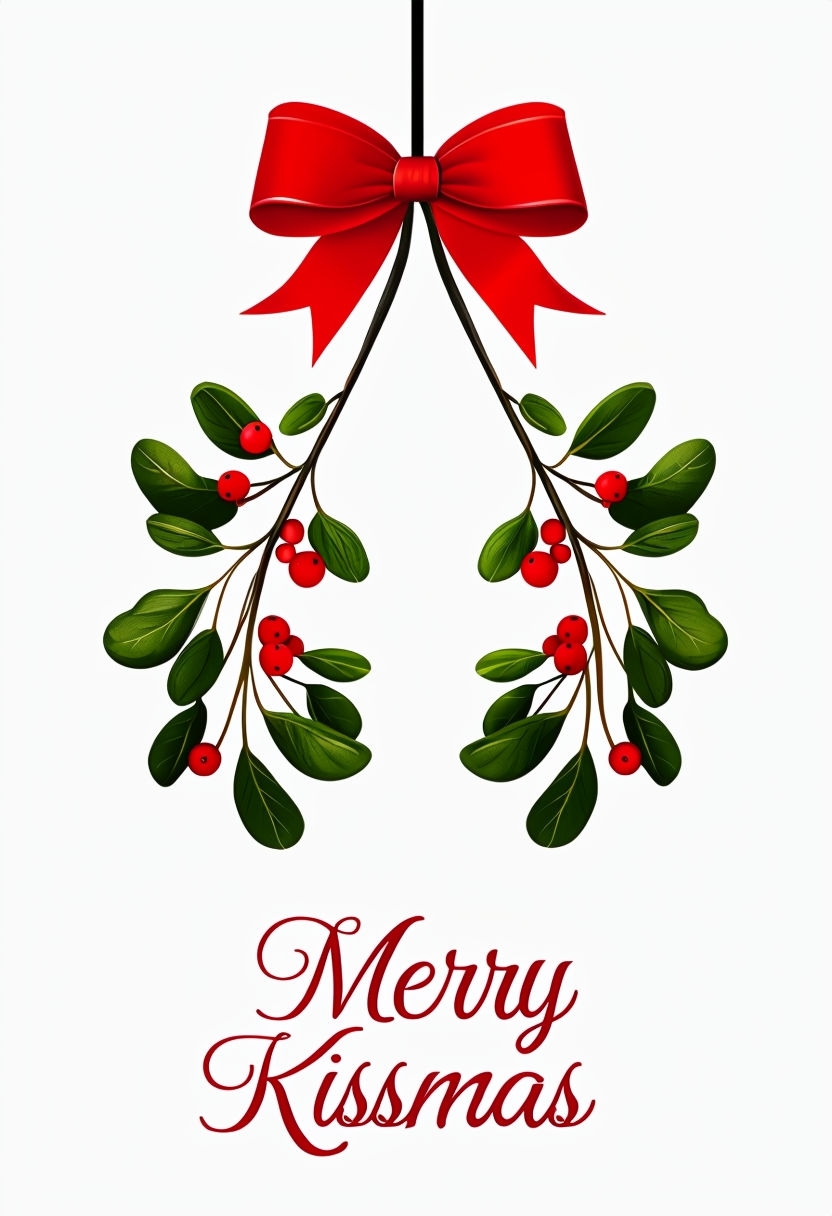 Minimalist Merry Kissmas Holiday Card Design for Festive Cheer Card