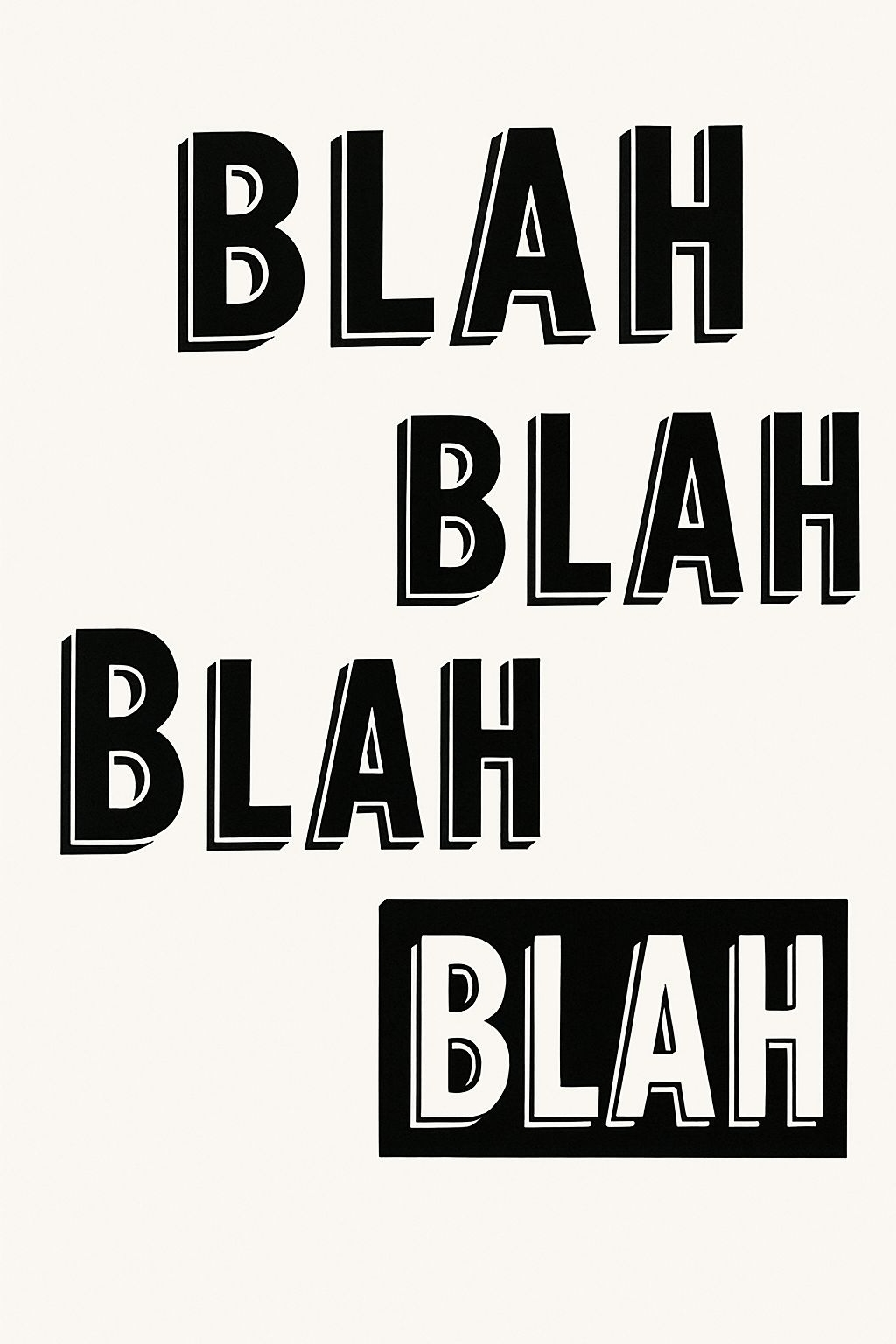 Bold Minimalist BLAH Typography Design T-shirt