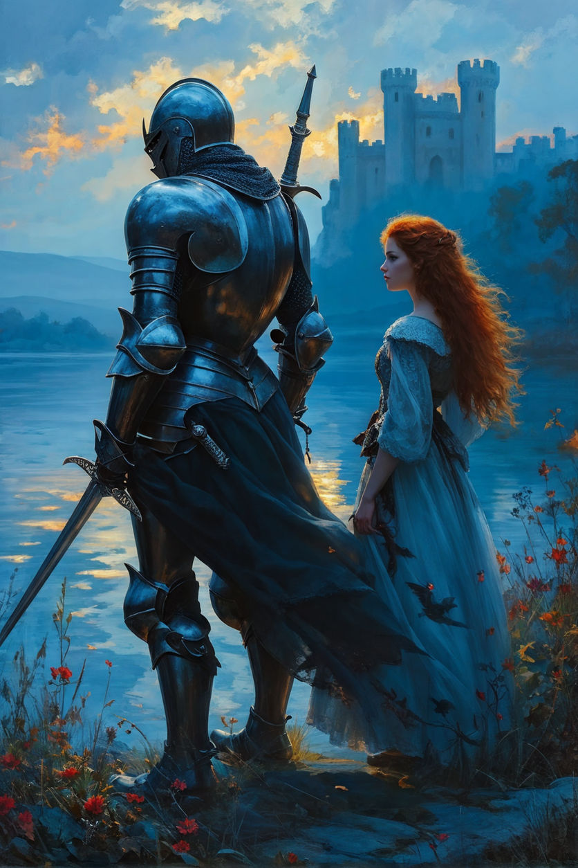 A nice picture of a knight protecting a princess