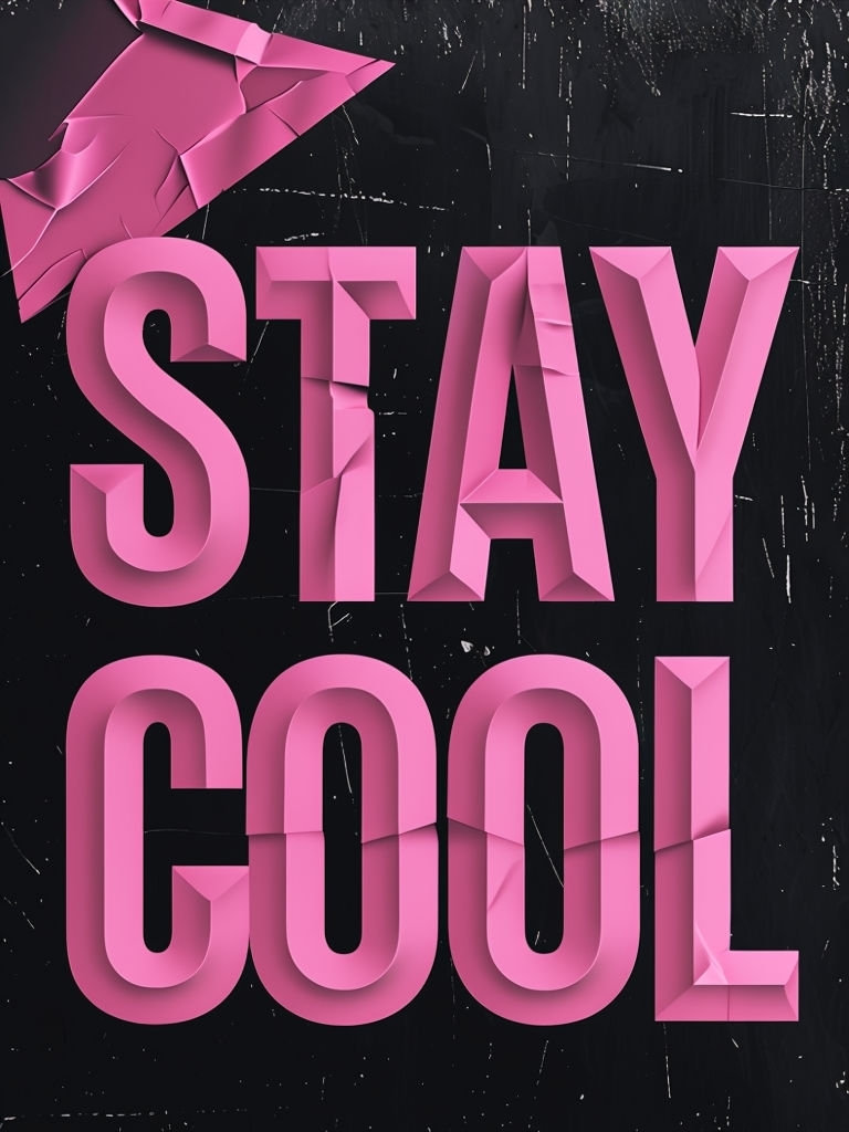 Vibrant STAY COOL Torn Paper Text Graphic Design Poster